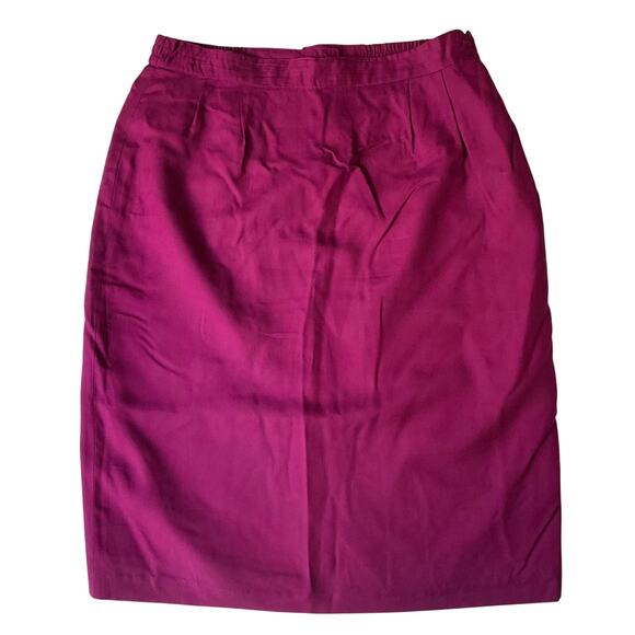 David Hollis Women Silk Pencil Skirt size 10 US Knee Length Solid Purple - Picture 1 of 7